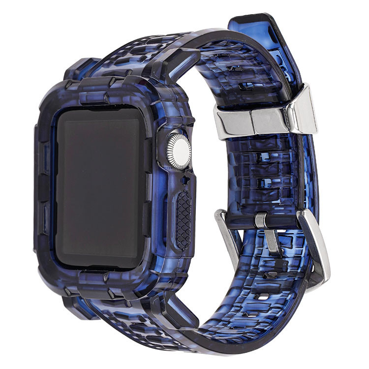เคสใสสีสันสดใส + สายสร ้ อยข ้ อมือซิลิโคนใสสําหรับ Apple Watch 40 มม.44 มม.41 มม.45 มม.42 มม.38 มม.iwatch series 8 9 7 6 SE 5 4 3