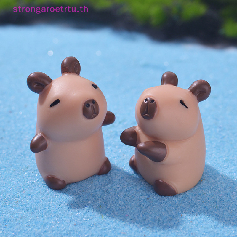 Strongaroetrtu Capybara จําลองสัตว ์ Mini Capybara Action Figures Figurine ตกแต ่ งบ ้ านเด ็ กของขวัญ DIY Micro Landscape เครื ่ องประดับ TH