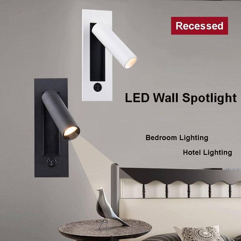 ปรับ LED Wall Spotlight สีขาวสีดําอลูมิเนียมอ ่ านหนังสือ Perforated โคมไฟติดผนังข ้ างเตียง Home Hotel โคมไฟ