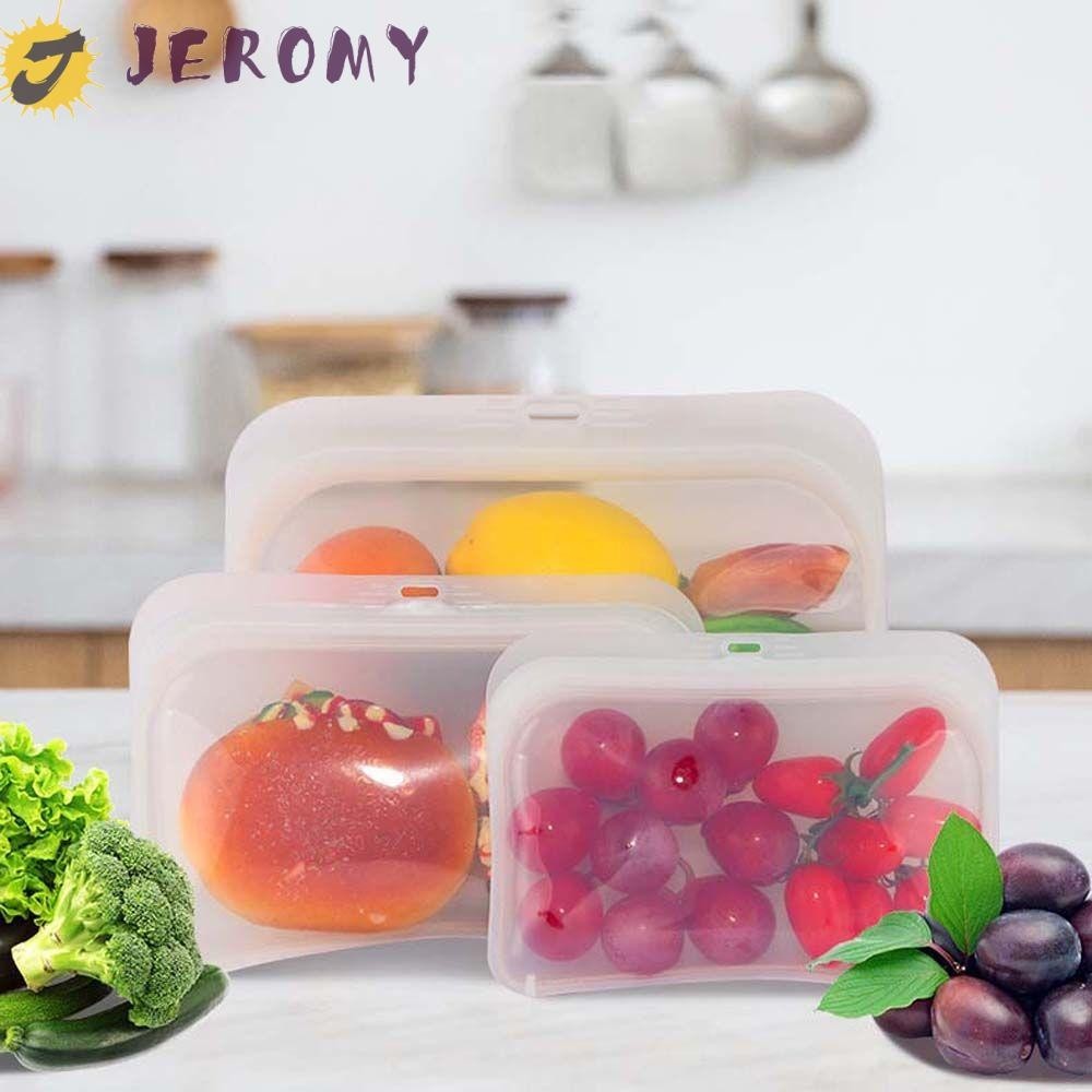 Jeromy Sealer Bag Stand Up Sealable Kitchen Accessories Fresh Keeping Fruit Silicone Storage Bag