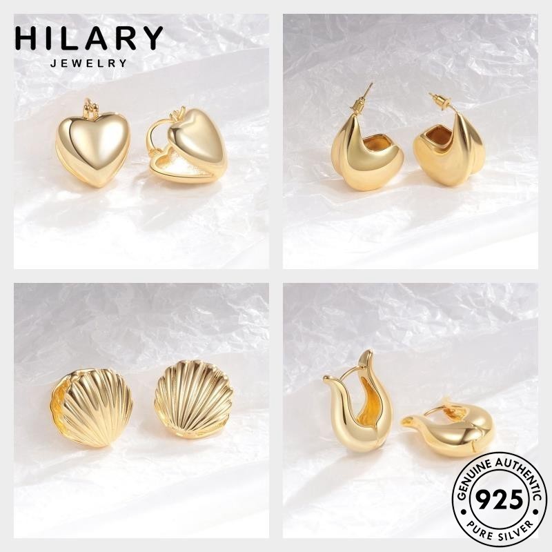 HILARY JEWELRY แท้ ห่วง ตุ้มหู ต่างหู เงิน เพชรทอง 925 ผู้หญิง แฟชั่น M126