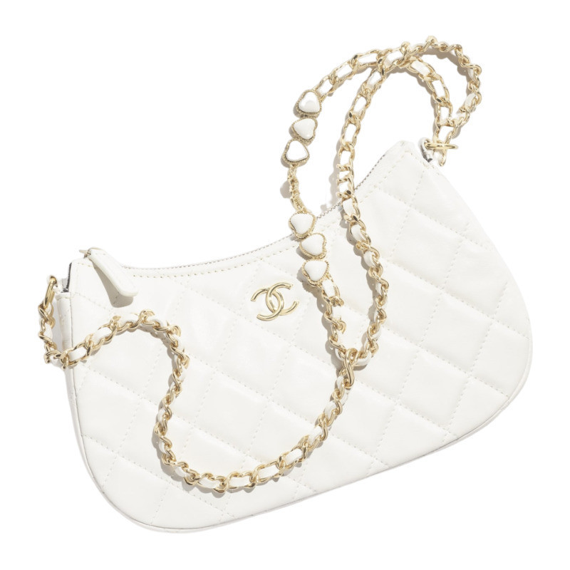 Chanel/Chanel Women's Bag Clutch con Catena White Classic Lambskin One Shoulder Crossbody