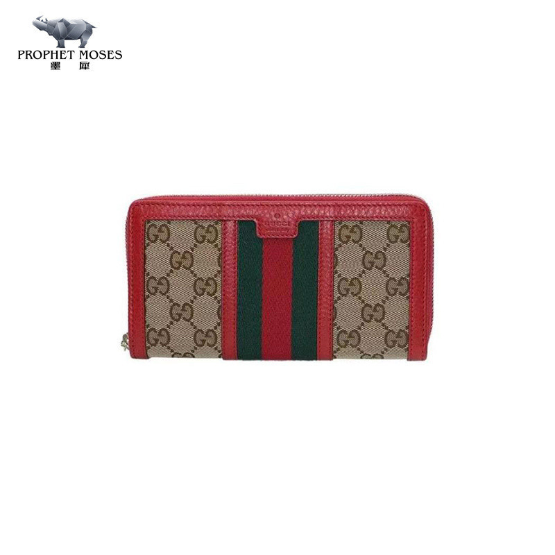 Moxi GUCCI/Gucci 2023 New Women's Red GG Pattern Multi color Long Wallet