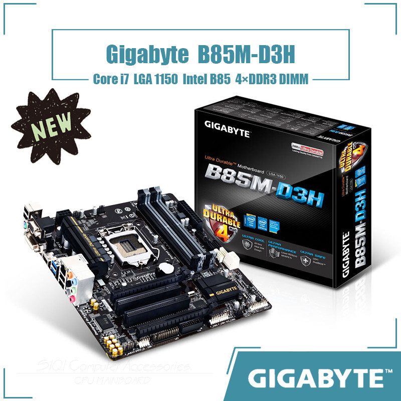 Gigabyte B85M-D3H เมนบอร์ด LGA 1150 4xDDR3 DIMM ใช้ Intel B85 ชิปเซ็ต Micro ATX 32GB Core i7