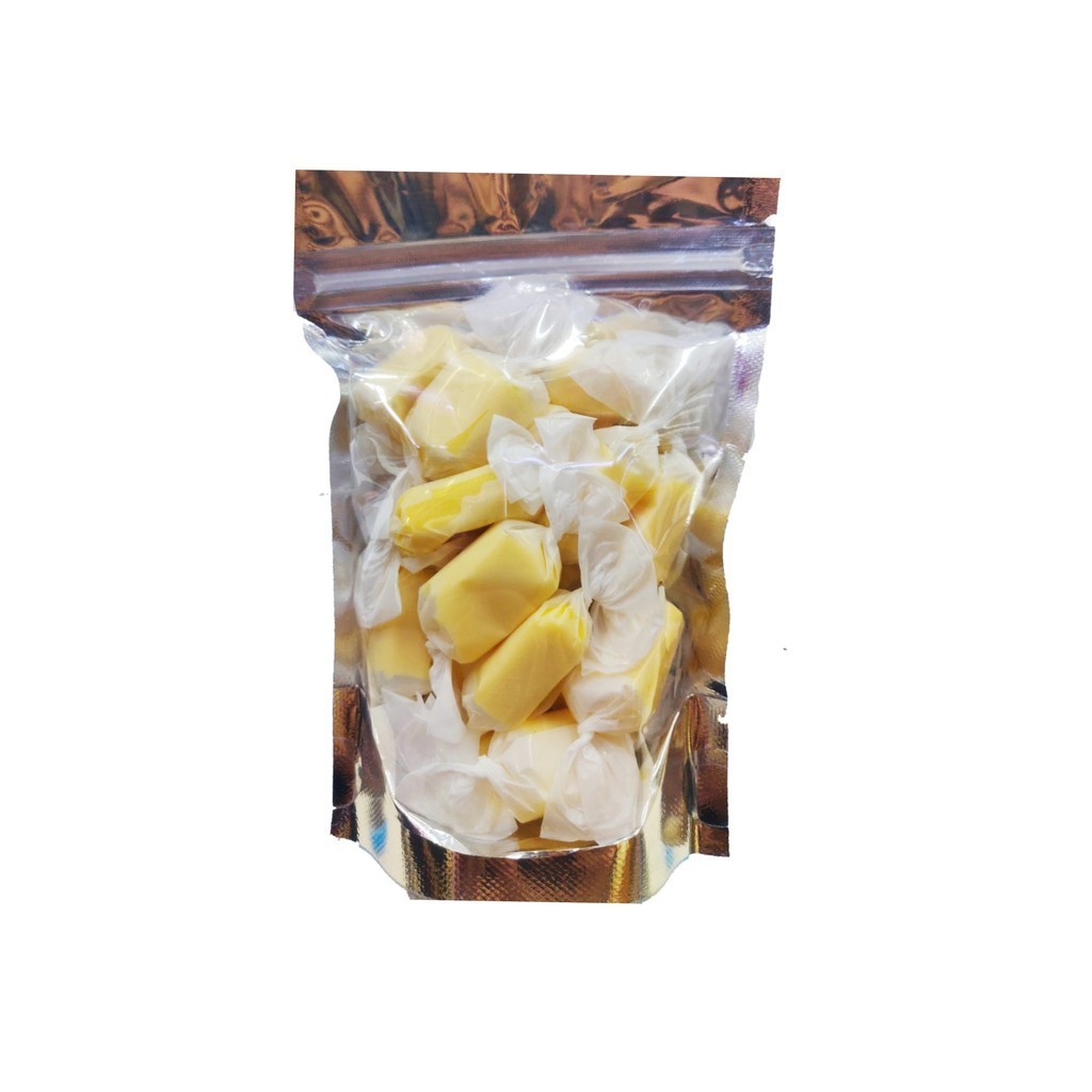(3 ถุง) ทอฟฟี่ทุเรียน 50 กรัม-Durian milk toffy 50 g Dried fruit ผลไม้อบแห้ง ขนมไทย ขนม  ท๊อฟฟี่ ลูกอม