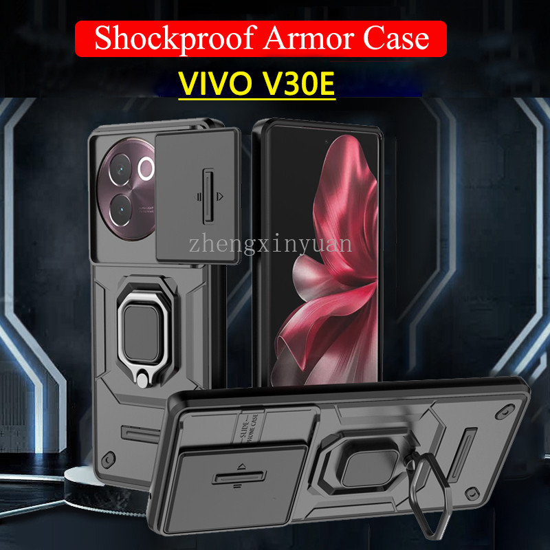 เกราะกันกระแทกสําหรับ VIVO V30E 5G 2024 สไลด ์ กล ้ องเลนส ์ ป ้ องกันแหวนขาตั ้ งโทรศัพท ์ สําหรับ VIVOV30E ปกหลัง
