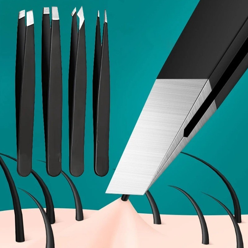 4 ชิ้น/แพ็ค Professional แหนบคิ้วเครื่องมือแต่งหน้า Eyebrow Pinch คีม Tweezer สําหรับคิ้วอุปกรณ์เสริมความงามคลิปผม Remover