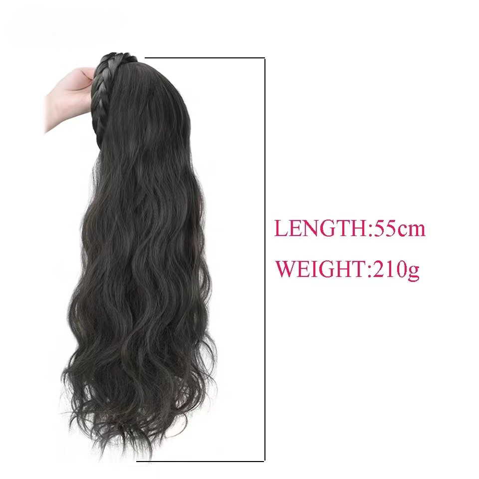 ผู ้ หญิงสําหรับต ่ อวิกผมแป ้ งทอด Twists braid วิกผม Fishbone ถักเปียที ่ คาดผมครึ ่ งหัวสไตล ์ ผมบางและหยิก - รูปที่ 5