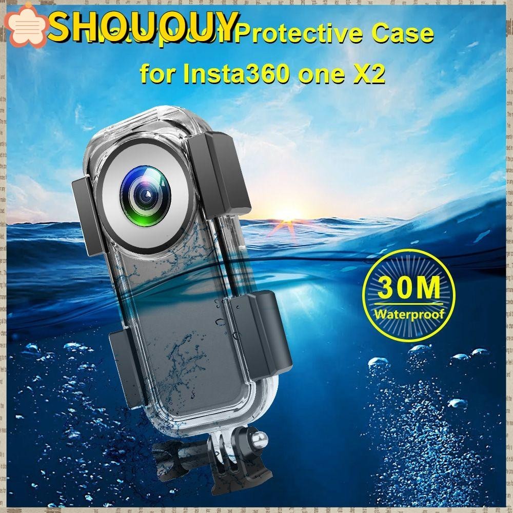 Shouyouy อุปกรณ ์ กันน ้ ําใต ้ น ้ ํา 360 Panoramic Camera Shell สําหรับ Insta360 ONE X2