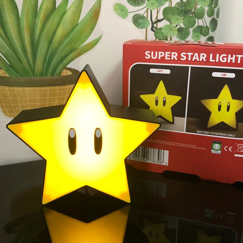 Super Mario Bros โคมไฟ Super Star Light Led เพลง Night Light เสียงชาร์จ Usb โคมไฟตั้งโต๊ะสําหรับของขวัญของเล่น
