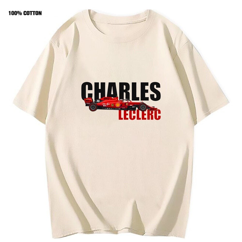 T-Shirt[S-5XL]เสื้อยืดผ้าฝ้าย พิมพ์ลาย Charles Leclerc 16 Ferrari Sf90 F1 100Cotton Y2K สําหรับผู้ชาย S-5XL