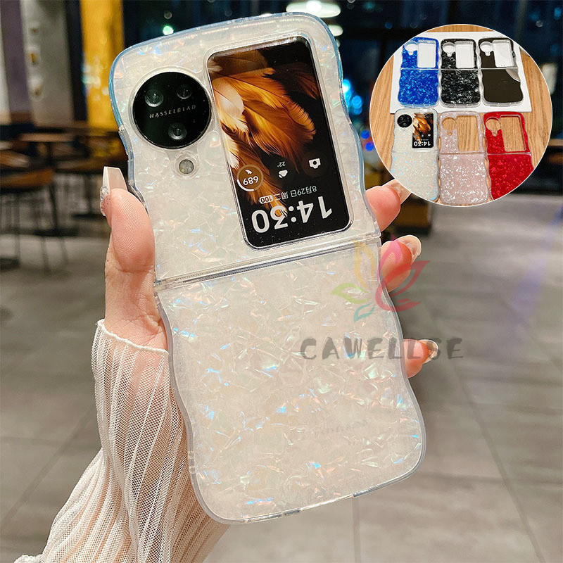 หรูหราเลเซอร ์ สีสัน Sea Shell รูปแบบโทรศัพท ์ Casing OPPO ค ้ นหา N3 N2 Flip Wavy Edge ซิลิโคนนุ ่ มกันกระแทกปกหลัง