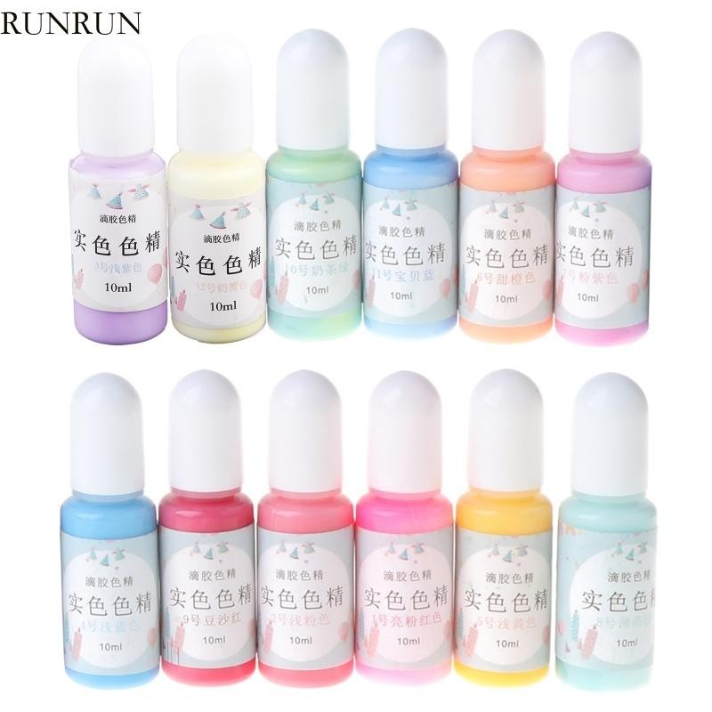 Run 12 ขวด Liquid Epoxy Resin Colorant Macaron Candy Color Pigment Dye DIY Craft