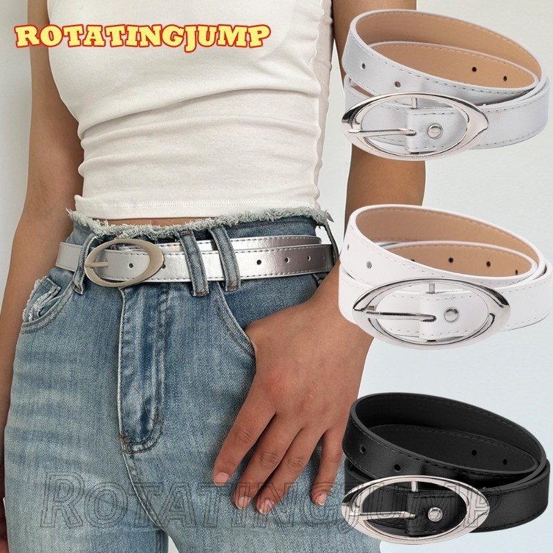 เข็มขัดหนัง ปู่ -อุปกรณ์ตกแต่งเสื้อผ้า-สายเอวบางของผู้หญิง-แฟชั่น,วินเทจ,พังก์-เข็มขัดสีเงินสําหรับกระโปรง,กางเกงยีนส์-ปรับรูปไข่ขาหัวเข็มขัด