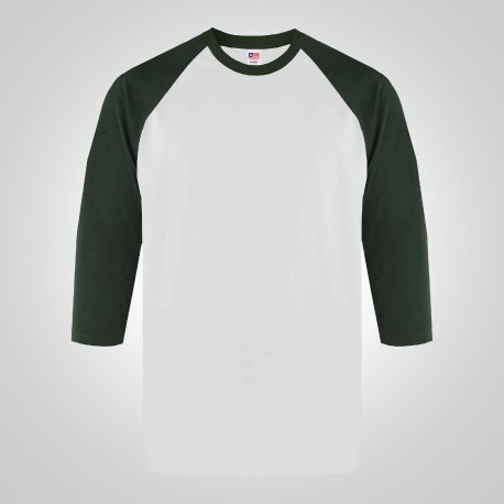 NSA - ผ้าขี้ริ้วคอตตอนพรีเมี่ยม 3/4 72600 สีขาว/เขียวป่า