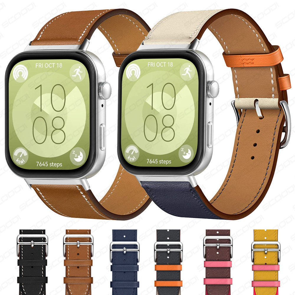 แฟชั่นใหม่สายนาฬิกาหนังแท้สําหรับ Huawei watch Fit 3 / Fit 2 / Fit สมาร์ทวอท์ชหนัง Sporty เปลี่ยนสายรัดข้อมือ