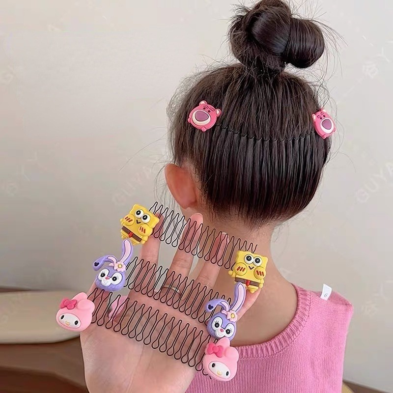 สาวกลับหัวหักผม Handy เครื ่ องมือการ ์ ตูนหักผมที ่ มองไม ่ เห ็ นหวีผมใช ้ งานง ่ ายดึงคลิปหน ้ าผาก B