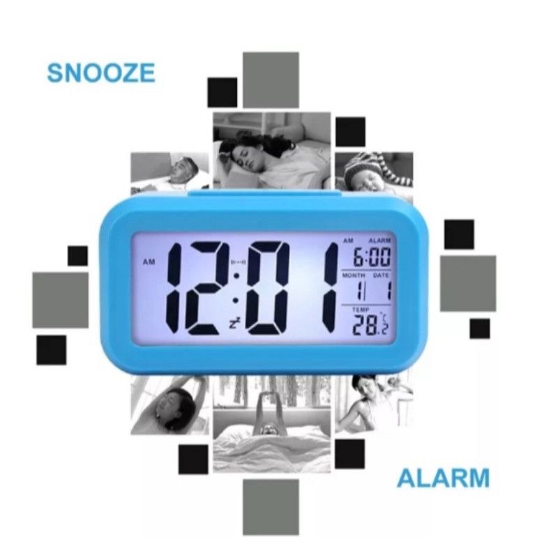 นาฬิกาตั้งโต๊ะดิจิตอล จอ LCD ขนาดเล็ก สามารถปลุกแสดงวันที่ Auto Nightlight