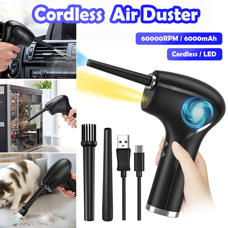 CENZIMO 60000RPM Cordless Air Duster USB 6000mAh Air Blower LED Rechargeable Handheld Portable for Keyboard Computer Car