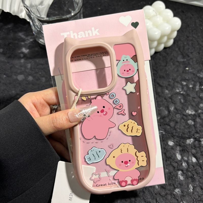เหมาะสําหรับเคสโทรศัพท์ iPhone IP11PROMAX IP12 IP13 3D แมว IP15PROMX IP14plus ins การ์ตูนน่ารัก Beaver IPXR IPXA MAX Soft TPU เคสโทรศัพท์โปร่งใส