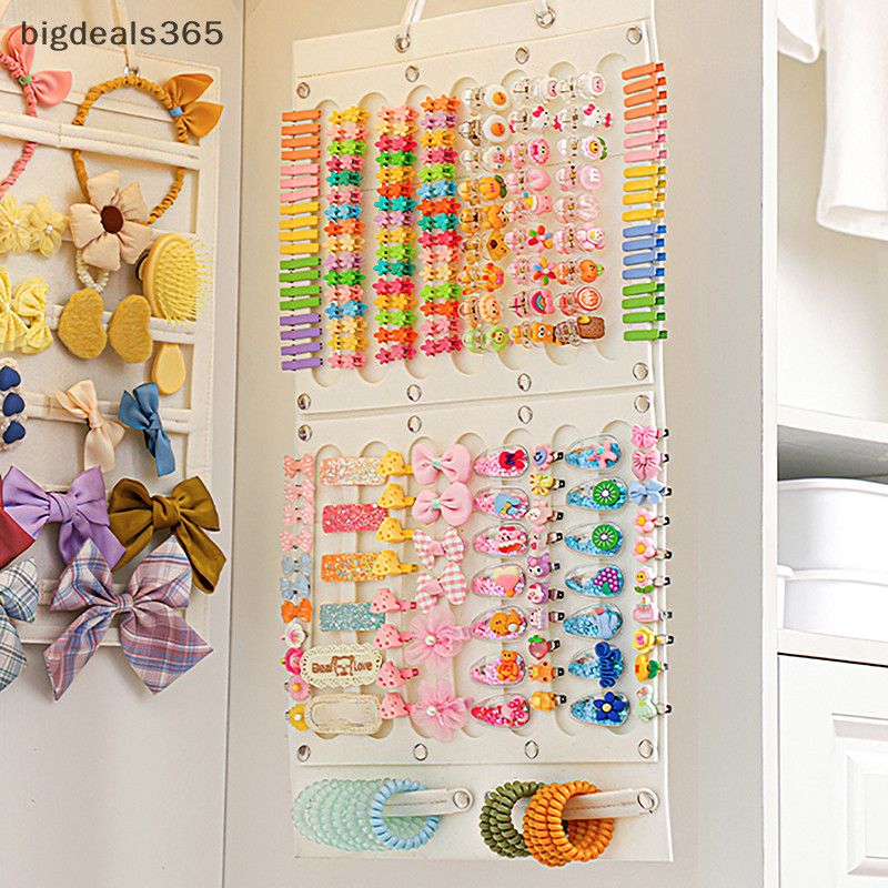 [bigdeals365] โบว์ผมออแกไนเซอร์แขวนผนังที่วางความจุขนาดใหญ่กิ๊บติดผมที่เก็บไม้แขวนเสื้อประหยัดพื้นที่อุปกรณ์เสริมสําหรับห้องสาวหุ้นใ