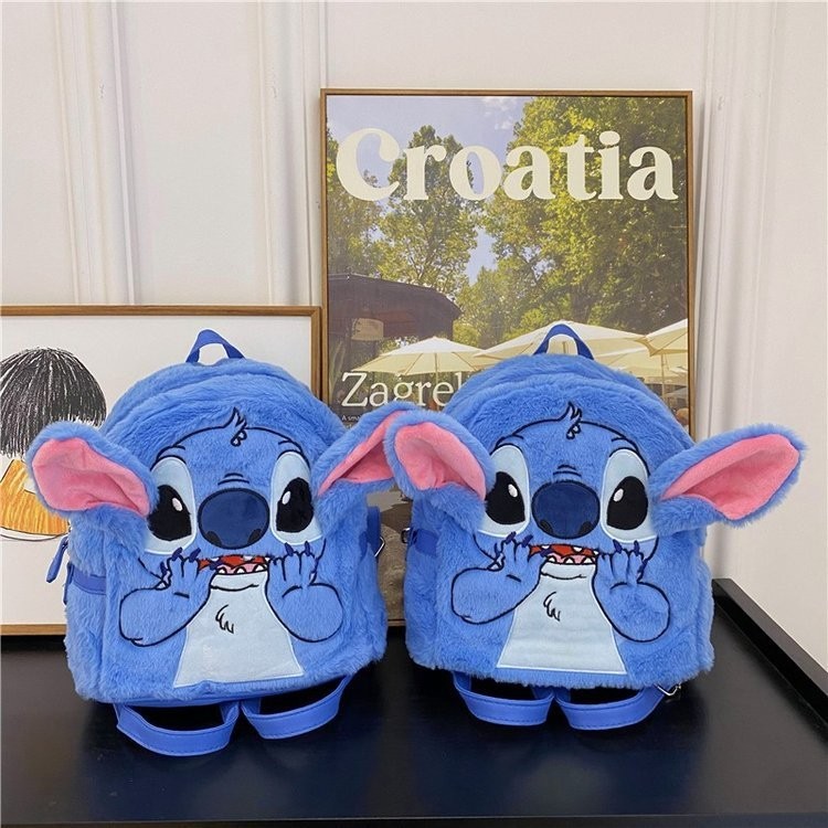 Stitch Plush Bag ชายหญิงอะนิเมะการ์ตูน Lilo & Stitch Plush ตุ๊กตาขนาดใหญ่ความจุกระเป๋าแฟชั่นกระเป๋านักเรียนเด็ก