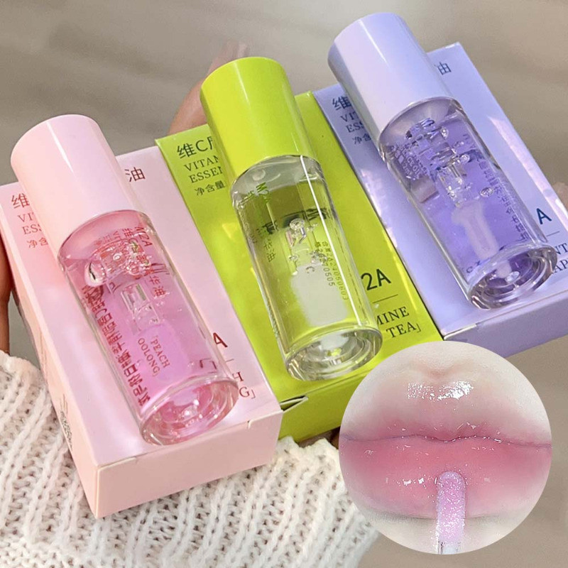 Transparent Glass Lip Oil - Water Light Lip Balm - Crystal Liquid Lipstick - Mirror Lip Gloss - Moisturizing - Long-Lasting Non-Stick Cup - Lip Care Cosmetic