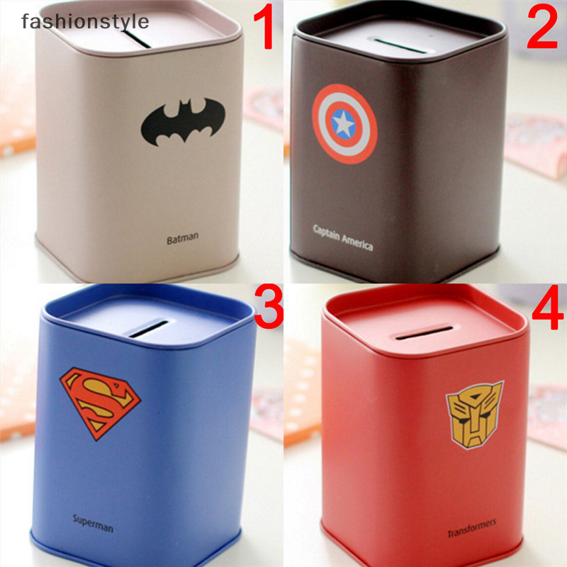 [Fashionstyle ] Batman Superman Brush Pot Money Box Piggy Bank ของขวัญวันเกิดเด ็ ก [th ]