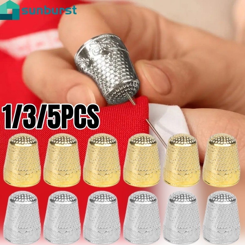 1/3/5 ชิ้นแหวน Thimble - เข็มฝีมือโบราณ Thimble - ตัวป้องกันนิ้วย้อนยุค - อุปกรณ์เย็บผ้า DIY - เครื่องมือเย็บปักถักร้อย - มินิ โลหะ ปรับได้ แบบพกพา
