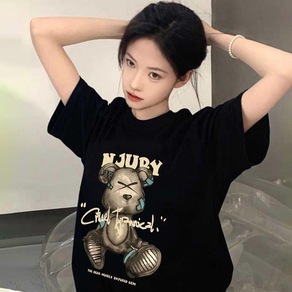 You-T [จัดส่งที่รวดเร็ว] เสื้อยืดผู้ชาย oversize พิมพ์ลายสวยๆเท่ๆสตรีทวินเทจๆ ลายสรีนเท่ๆ "NJURYY"