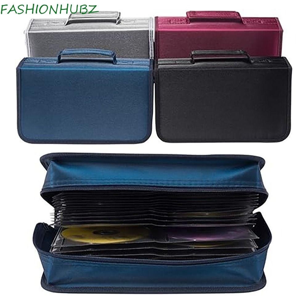 Fashionhubz CD Storage Bag, 128 Disc Binder Travel Disc Box, Car Mount Zipper Waterproof Booklet DVD Storage Bag Album