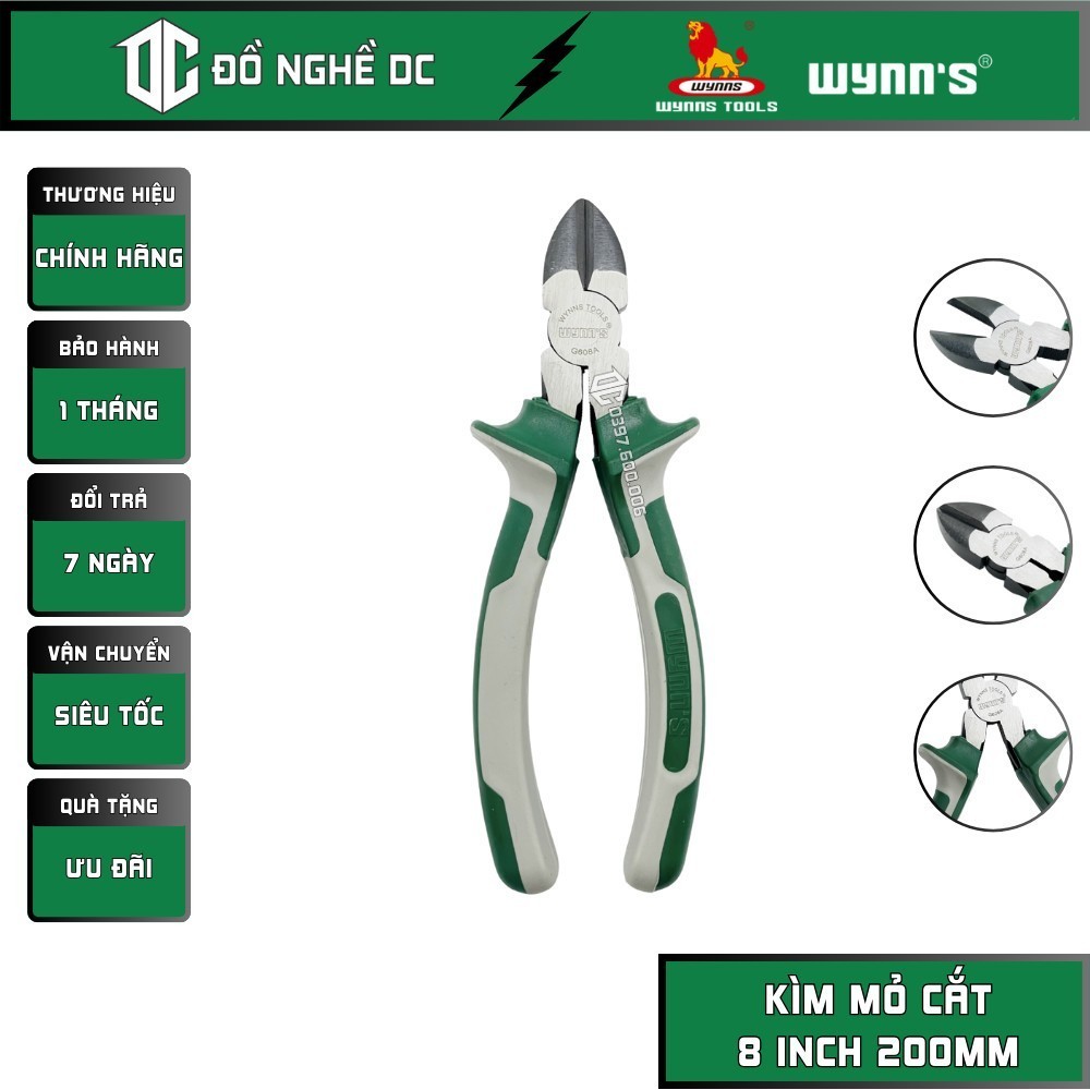 คีมตัดของ Wynns 8"/200mm G608A ผลิตจากโลหะผสมเหล็กคาร์บอนใช้ตัดลวดเหล็ก GD