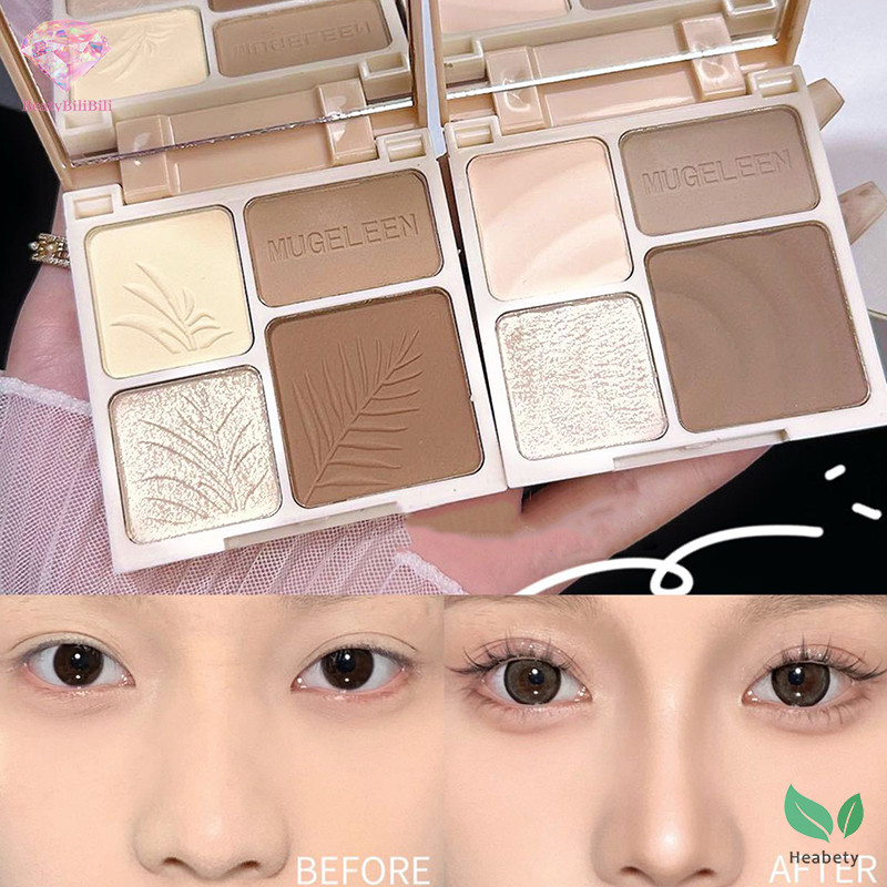 Heabety สี ่ สีไฮไลท ์ Palette Face Matte Shadow Lasg Glow Brighten Contour Shimmer Powder 3D จมูกเครื ่ องสําอางใหม ่