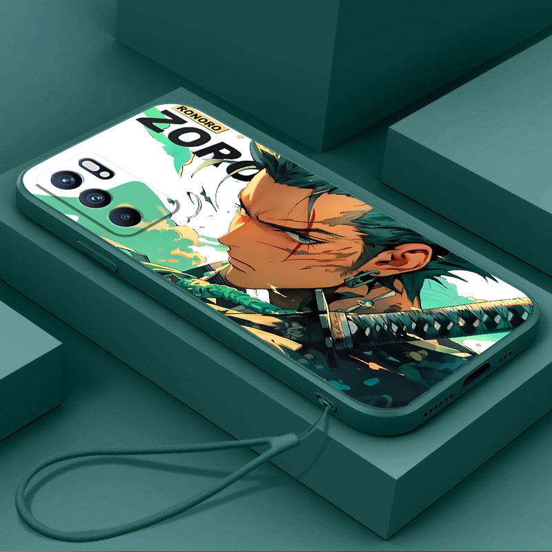ปลอก oppo Reno 6 4G oppo A16 oppo Reno 6z 5G เคสโทรศัพท์การ์ตูนอะนิเมะ ONE PIECE พร้อมเชือกเส้นเล็กความงามซิลิโคน TPU Soft Shell ดีไซน์ใหม่กันกระแทก CASE