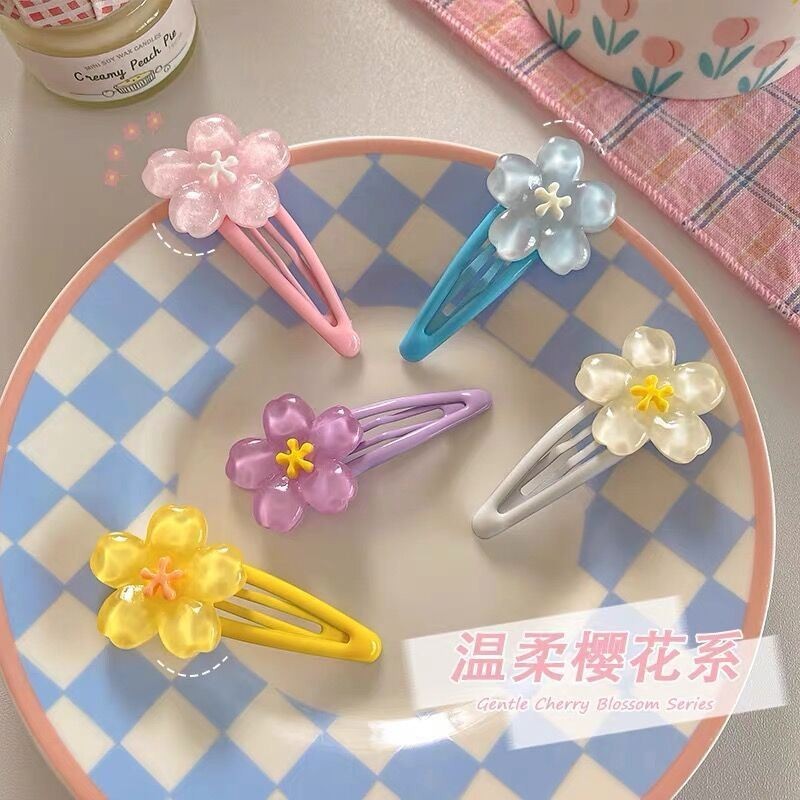 สไตล ์ ใหม ่ Girly Cherry Blossom Bb คลิปน ่ ารักด ้ านข ้ าง Bangs คลิป