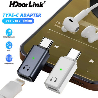 Hdoorlink ชาย Type-C ถึงหญิง IOS 8Pin พอร์ตหูฟัง Converter USB C หูฟังอะแดปเตอร์เสียงใช้งานร่วมกับ Phone15 Pro Max Plus แท็บเล็ต