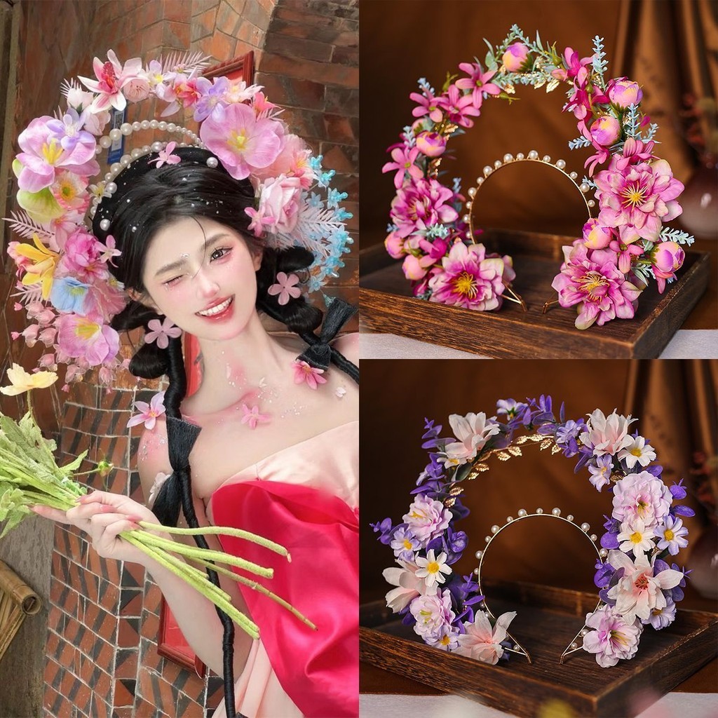 Original ขายร้อน Influencer ไม่ใช่แบบดั้งเดิม Niche Hairpin ดอกไม้ Fujianquanzhou Photo Headdress Hanfu อุปกรณ์โบราณ Garland OU240618
