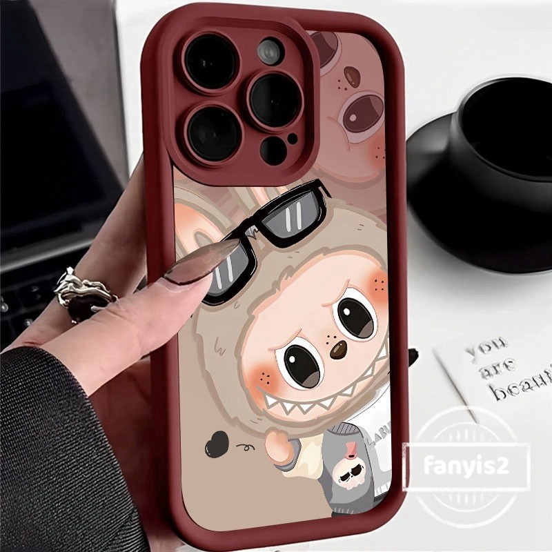 ใช้งานร่วมกับสําหรับ IPhone 11 15 14 13 12 Pro Max X XR Xs 8 7 Plus SE 2020 คู่น่ารักการ์ตูน Lubu เคสโทรศัพท์เลนส์ป้องกันปกหลัง
