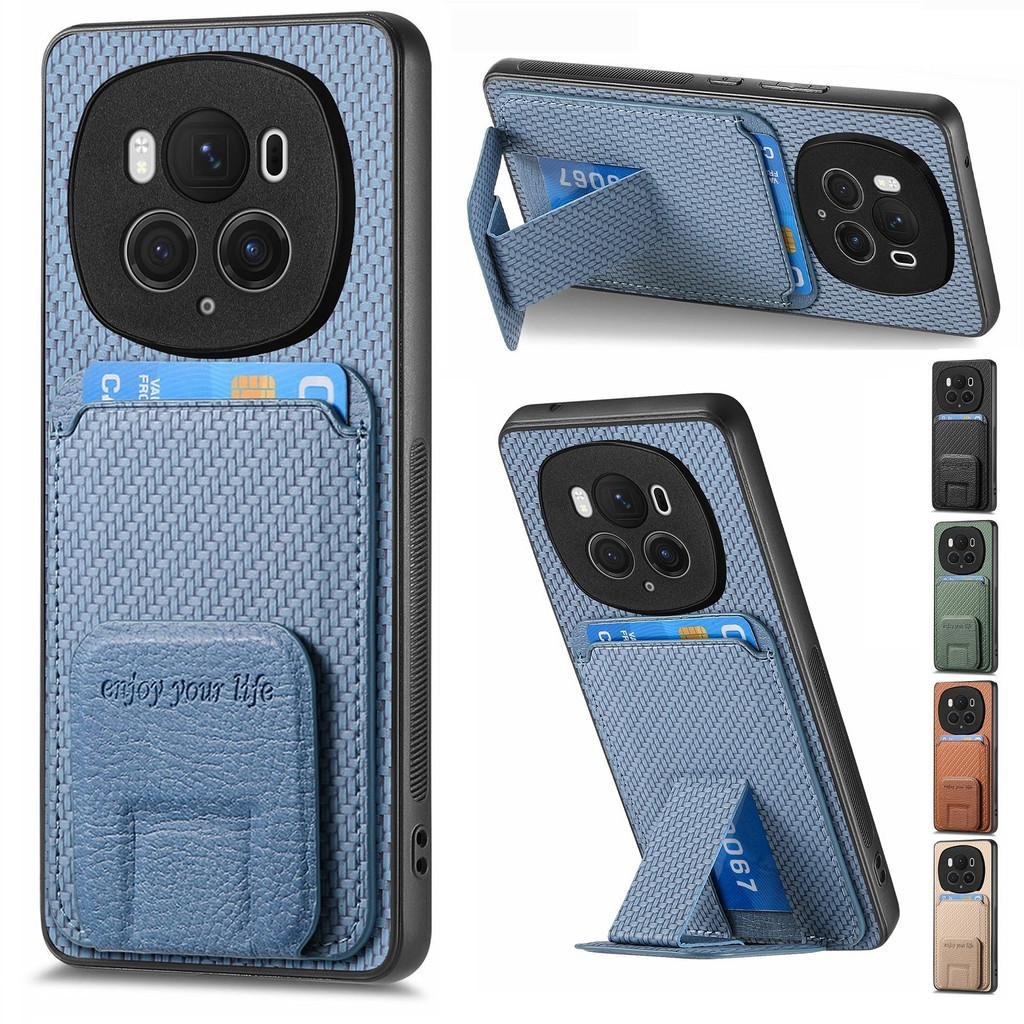 สําหรับ Honor X9c X8c X9b X8b X7b X6b Magic 7 Pro Magic 6 Pro 5 Pro กระเป๋าสตางค์คาร์บอนไฟเบอร์ปลอกผ