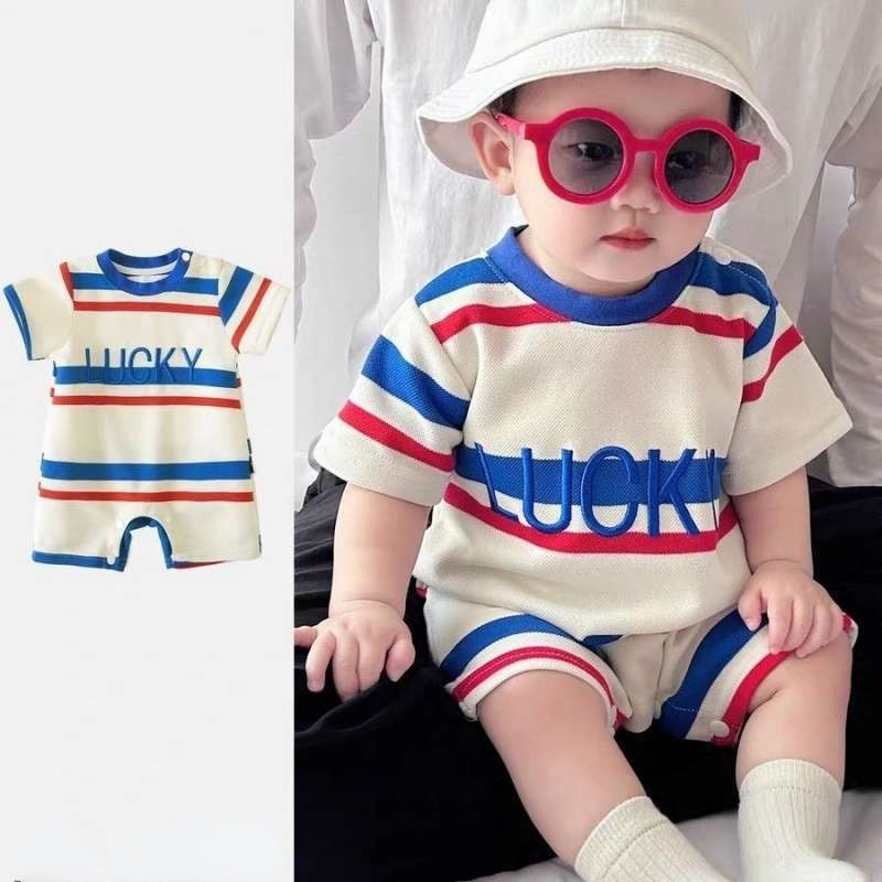 เด็กromperเสื้อผ้าฤดูร้อนแขนสั้นjumpsuitเด็กทารกหญิงแฟชั่นลายbodysuits 0-24 เดือนทารกแรกเกิดเสื้อผ้าOnesie
