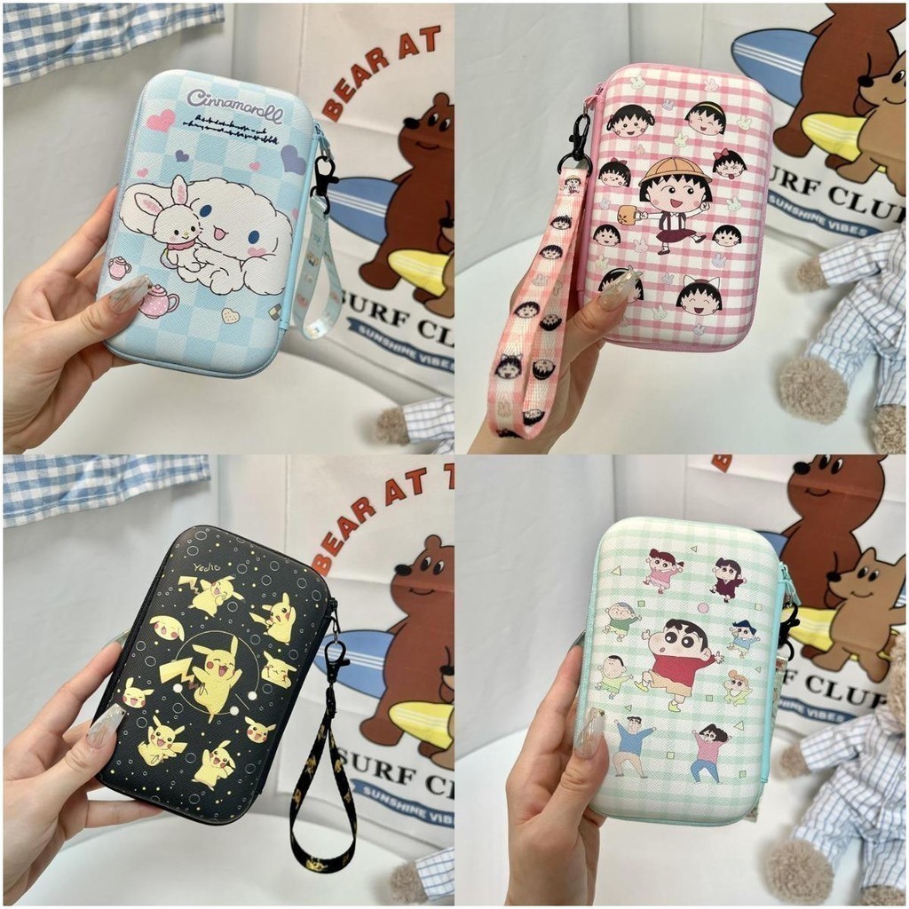 Chibi Maruko ขนาดใหญ่ Double Layer Organizer กระเป๋าสายชาร์จ USB หูฟัง Electronics PowerBank Gadget 