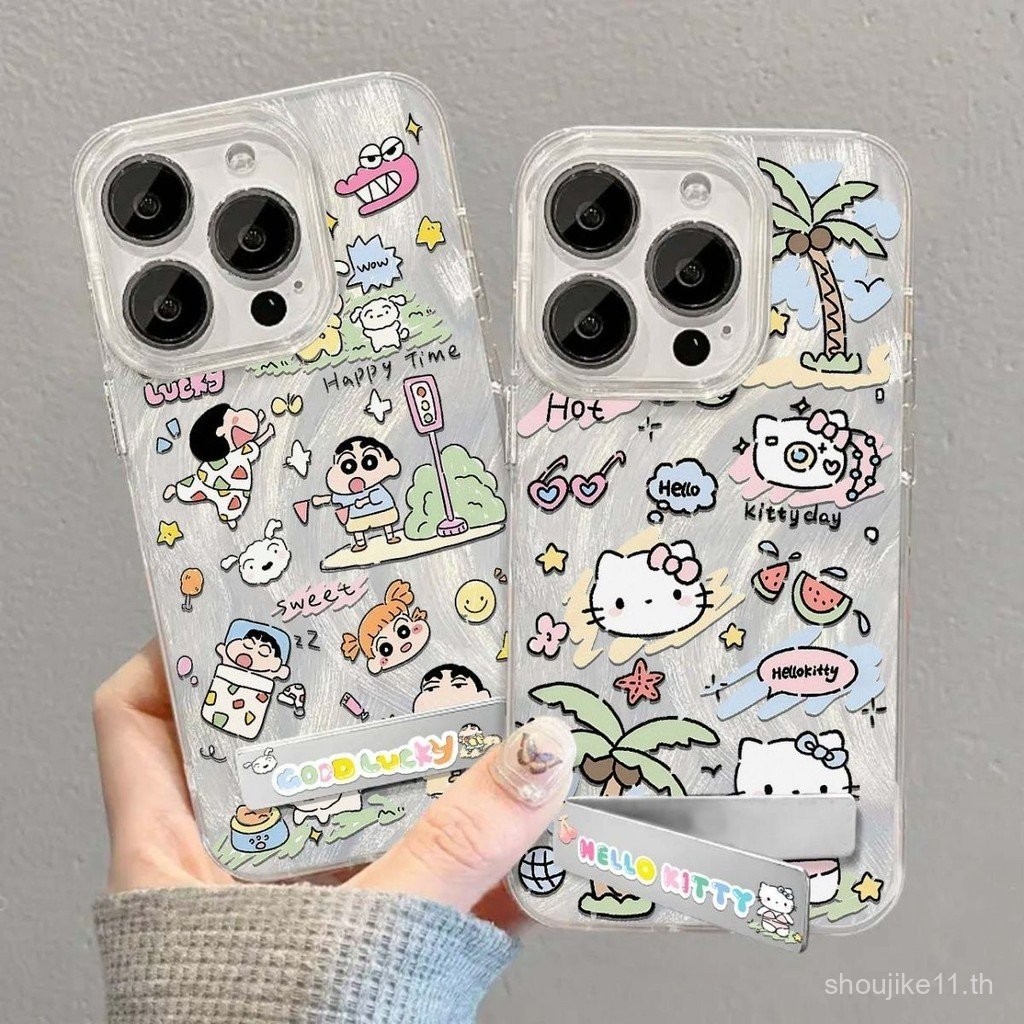 Shin-chan Hello Kitty Feather Gauze Case เหมาะสําหรับ Apple 15promax เคสโทรศัพท์ iphone13/14 Fairy 1