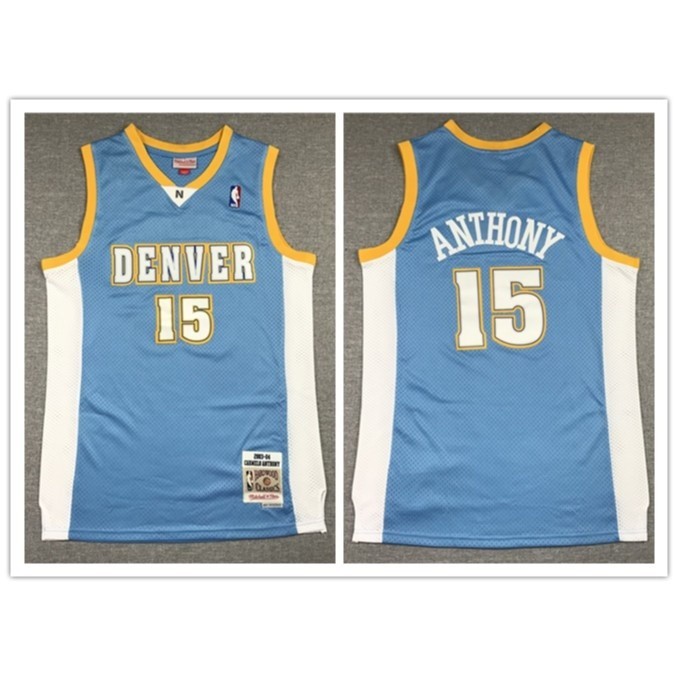 Nba jersey Denver Nuggets No.15 Anthony retro bule เสื้อกีฬาเสื้อบาสเก็ตบอล