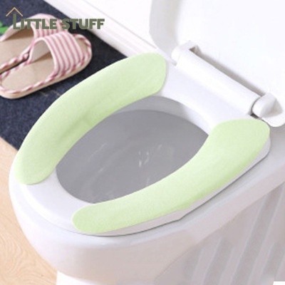 เบาะรองฝาชักโครก 1 คู่ แผ่นรองนั่งในห้องน้ำกันน้ำและแบคทีเรีย มีกาว