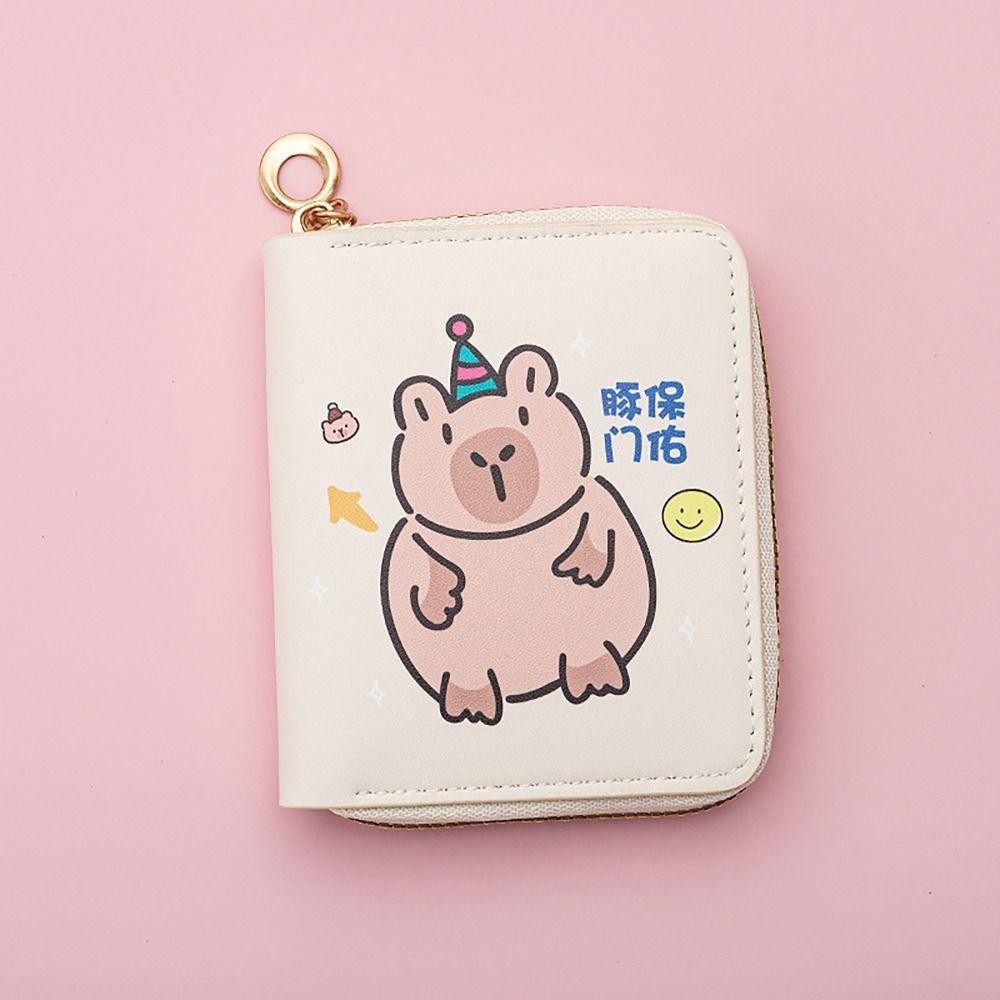 UUMIR กระเป๋าใส่เหรียญเงิน, INS สไตล์ Capybara บัตรเครดิต Holoder, Simple PU หนังซิปกระเป๋าสตางค์สําหรับนักเรียนหญิงของขวัญ