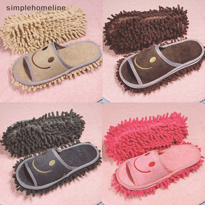 [simplehomeline] Smile Face Mopping รองเท้าแตะทําความสะอาดพื้น Dusg รองเท้าแตะ Lazy Mop สต็อกใหม่