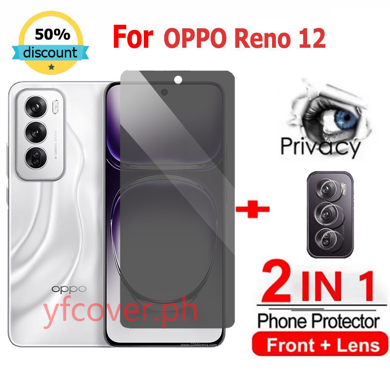 Oppo Reno 12 5Gความเป็นส่วนตัวกระจกนิรภัยAnti-Spy Full Coverageป้องกันหน้าจอสําหรับOPPO Reno 11F 11 8T 10 12 Pro Plus 5G A60 A79 A59 A98 A18 A58 A78 A96 ตัวป้องกันกล้อง