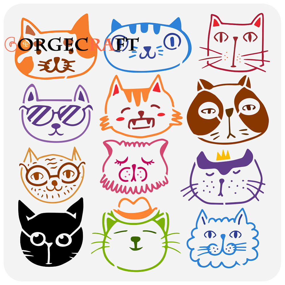 1 ชิ้น PET Hollow Out ภาพวาดลายฉลุสําหรับ DIY สมุดภาพอัลบั้มรูปรูปแมว 30x30 ซม.