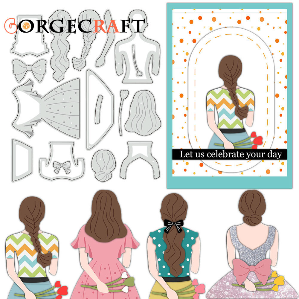 1 PC สาวเหล็กคาร์บอนตัด Dies Stencils สําหรับ DIY Scrapbooking อัลบั้มภาพตกแต่งลายนูนกระดาษการ์ดสแตนเลสสี 122x139x0.8 มม.