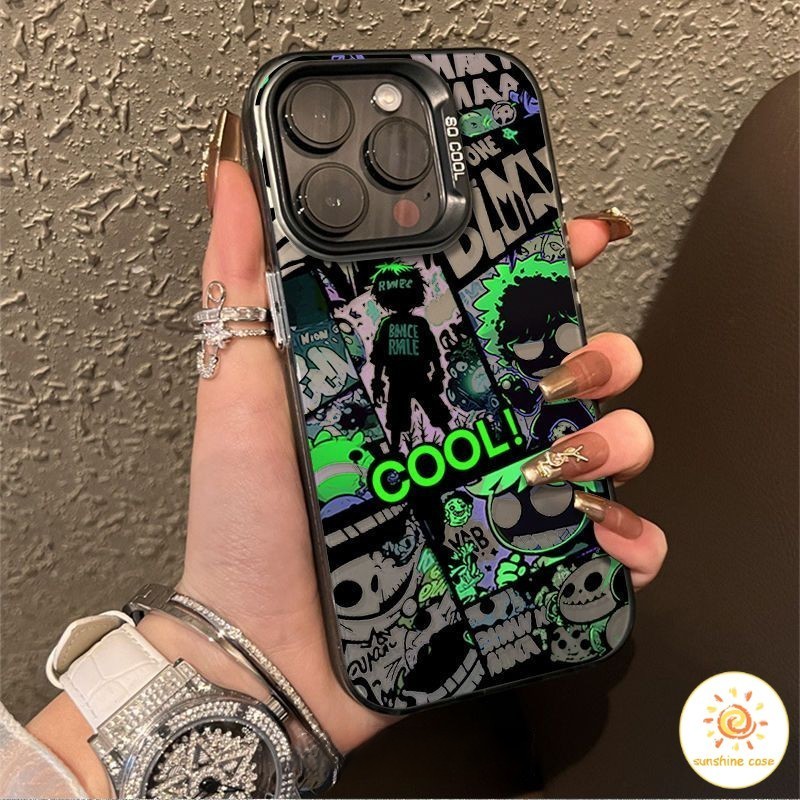 เคสโทรศัพท์มือถือสีเงินลายอนิเมะสุดเท่ ไอโฟน11 For iPhone12 13 14 15Pro MAX X XS XR XS 6 7 8Plus SE2020 เคสโทรศัพท์
